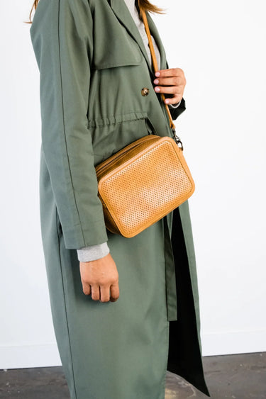 Medium Perforated Zipper Crossbody